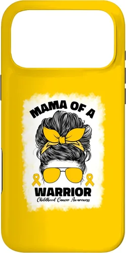Vista 22 de Mama of A Warrior Messy Bun Mom Childhood Cancer Awareness Case for iPhone 17