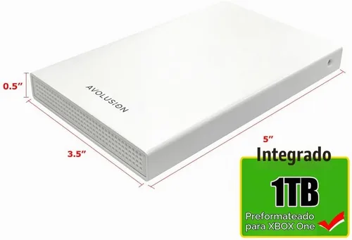 Vista 2 de Avolusion HD250U3-WH 1TB USB 3.0 Disco duro externo portátil para juegos (para Xbox One X, S, Gen1, preformateado)