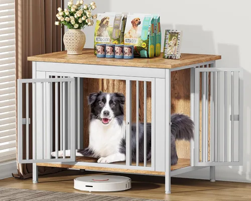 Vista 12 de EasyCom Mueble de jaula para perros para 1 o 2 perros, jaulas resistentes para perros individuales/dobles para perros pequeños, medianos y grandes