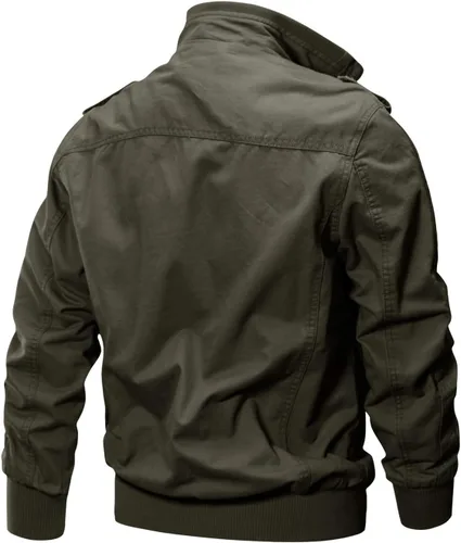 Vista 4 de Crysully - Chaqueta cortavientos para hombre, estilo informal y cuello militar, para primavera-otoño