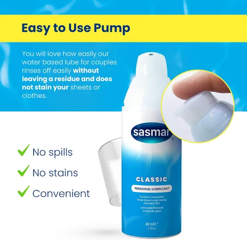 Vista 4 de Sasmar Lubricante personal a base de agua para hombres, mujeres, perfecto para parejas, placer duradero para todos, apto para juguetes y seguro