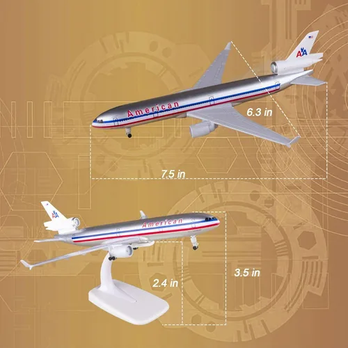 Vista 3 de Modelo de avión 1:300 escala modelo avión americano MD11 modelo avión para regalo y decoración