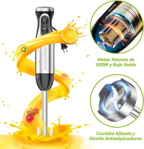 Vista 6 de Bonsenkitchen - Batidora de inmersión con procesador de alimentos, 20 velocidades y modo Turbo 4-in-1 Emulsion Hand Blender, Egg Whisk, 24 oz