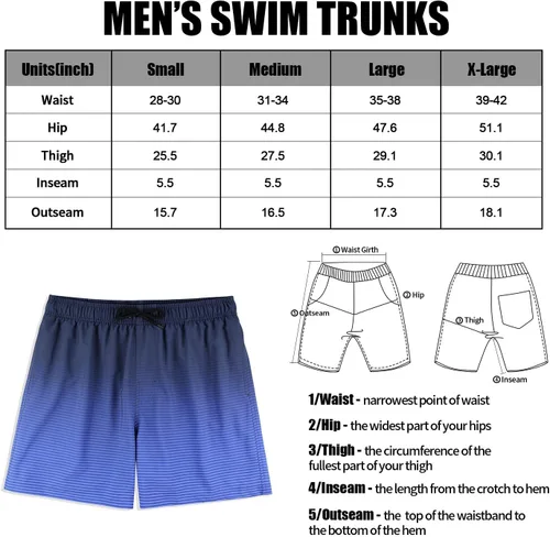 Vista 5 de MILANKERR 5.5 inch 7 inch Mens Swim Trunks with Compression Liner,Mens Bathing Suit Quick Dry Stretch Swimming Trunks for Men