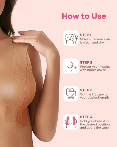 Vista 5 de Cinta de pechos cinta para levantamiento de senos cinta Bob para pechos grandes cinta de empuje transpirable cinta corporal impermeable y resistente
