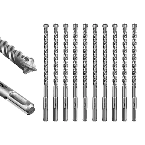 Vista 41 de SALI 10 brocas de martillo giratorio SDS Plus de 1/2 x 6 pulgadas, kit de broca para hormigón, material de carburo de doble rosca de tipo cruzado