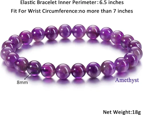 Vista 41 de Jovivi Pulsera elástica de cuentas redondas semipreciosas naturales – 0.315 pulgadas hecha a mano con cuentas de piedras preciosas curativas