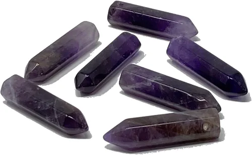 Vista 4 de Collar con colgante de bala de piedras preciosas unisex, adultos, hombres y mujeres, amuleto de protección curativa de 7 chakras, amatista