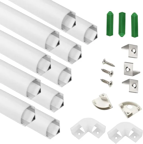 Vista 12 de THMOOTHER Difusor de canal de tira LED en forma de V de 3.28 pies de resistencia a los rayos UV, paquete de 6 perfiles de aluminio con cubierta