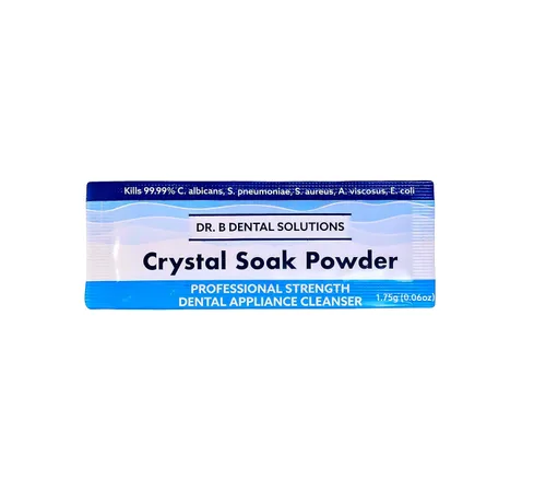 Vista 4 de Dr. B Dental Solutions Limpiador en polvo de cristal, ideal para aparatos orales, dentaduras, protectores nocturnos, retenedores, alineadores