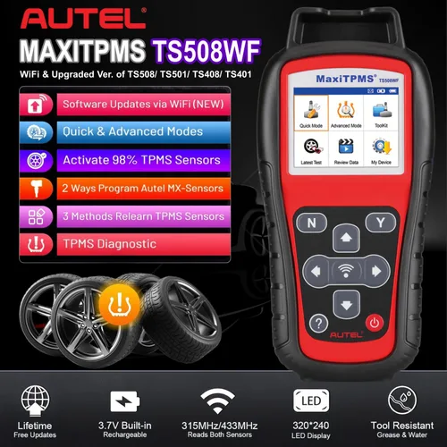 Vista 2 de Autel MaxiTPMS TS508WF TPMS herramienta de programación, 2026 WiFi Ver. de TS601 TS508 TS501 TS408, activar/volver a aprender sensores TPMS, sensor