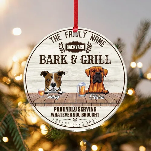 Vista 27 de SILYHEART Christmas Acrylic Ornaments Presa Canario & Pug Bull Dog Christmas Porcelain Ornament Family Dog Name Funny Dog Pet Lovers DIY Christmas