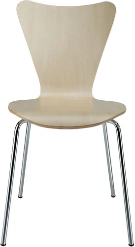 Vista 3 de Modway Ernie Mid-Century - Silla apilable de madera moderna para cocina y comedor en color natural Beige