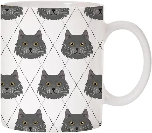 Vista 4 de Adorable Cat Breed Design Argyle Pattern Taza de café de cerámica (abisinian)