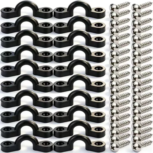 Vista 2 de Kit de almohadillas para kayak, 10 trabillas elásticas de nailon para cubierta con 20 tornillos para lancha, kit de aparejo de cubierta de kayak