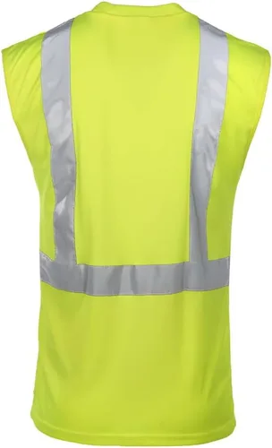 Vista 3 de J. J. Keller & Associates, Inc. Camiseta de alta visibilidad para hombre, sin mangas, ANSI Clase 2 Tipo R, bolsillo en el pecho, SAFEGEAR