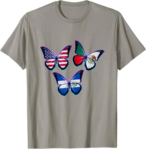 Vista 33 de Multiculti Heritage. Camiseta El Salvador México y Estados Unidos