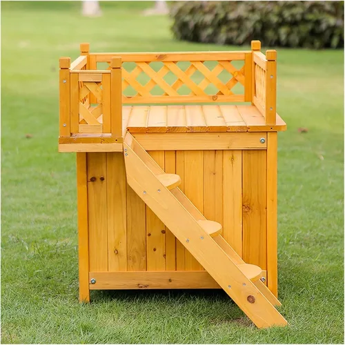 Vista 3 de Cats Villa Removable cat cage Litter Outdoor Room Two-Story Climbing Frame Villa House