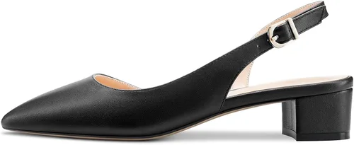 Vista 2 de Castamere Zapatos de tacón bajo de bloque grueso para mujer, con puntera puntiaguda, zapatos clásicos y lindos para fiesta, oficina, 1.4 pulgadas