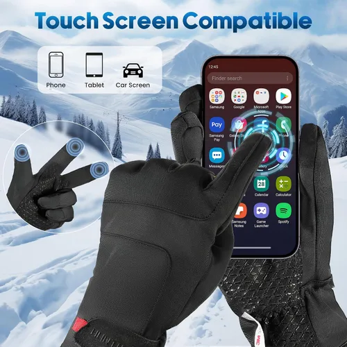 Vista 2 de ZUGM Los mejores guantes para clima frío, guantes de invierno aislantes, pantalla táctil de 3 dedos y 5 capas térmicas y regalos para hombres