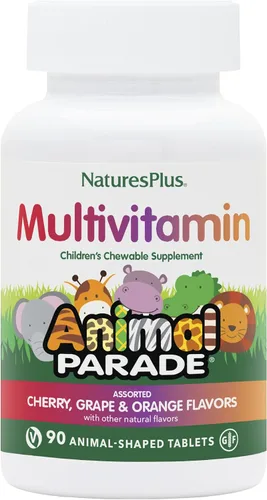 Vista 8 de Natures Plus Animal Parade - Multivitamínico masticable para niños, 90 tabletas en forma de animal, sabores surtidos naturales, vegetariano, sin