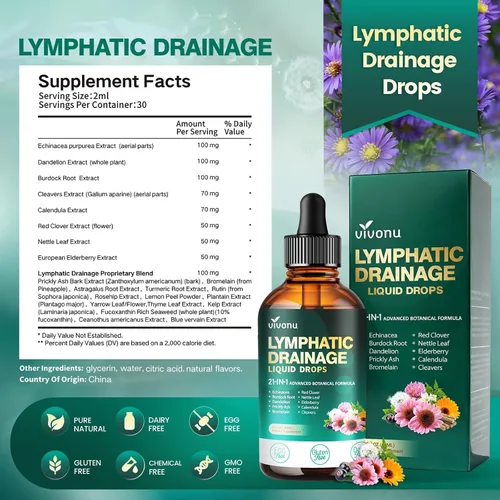Vista 8 de 21-in-1 Lymphatic Drainage Supplements Drops, Immune & Lymph System Support Liposome Technology, Increase Absorption Rate with Echinacea