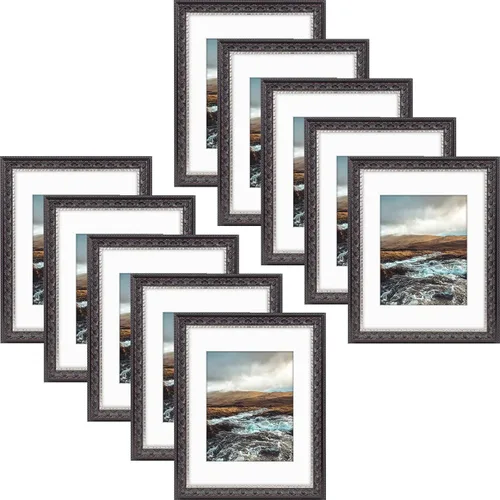 Vista 11 de Golden State Art, Marco de fotos de 11 x 14 pulgadas con paspartú blanco para fotos de 8 x 10 pulgadas y vidrio real para exhibición en pared