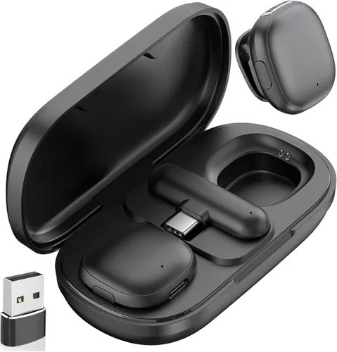Vista 10 de NPTCL Mini Micrófono Lavalier Inalámbrico USB C para iPhone 17/16/15, Android Ai Noise Cancelling Clip on Lapel Mic, 35 Hour Charging Case, 328Ft