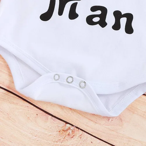 Vista 6 de Conjunto de 3 piezas de ropa para bebé recién nacido, overol de algodón de manga corta + pantalones + sombrero