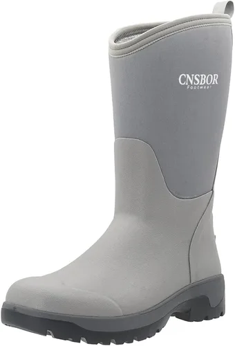 Vista 7 de CNSBOR Botas impermeables de goma aisladas para hombre, botas de lluvia de neopreno para exteriores Negro