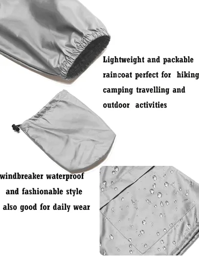 Vista 5 de Avoogue Impermeable de talla grande para mujer, chaqueta impermeable para la lluvia con capucha para exteriores
