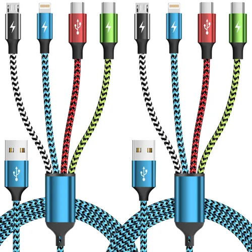 Vista 21 de Cable divisor USB C multi carga para múltiples dispositivos, cable de carga rápido 4 en 1, cable de carga de teléfono USB C trenzado con 4