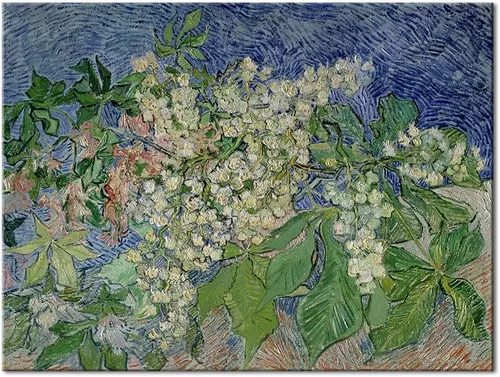 Vista 2 de Wieco Art Lienzo con ramas de castaño floreciente, impresiones de arte de Vincent Van Gogh, pinturas famosas, reproducción clásica, cuadros