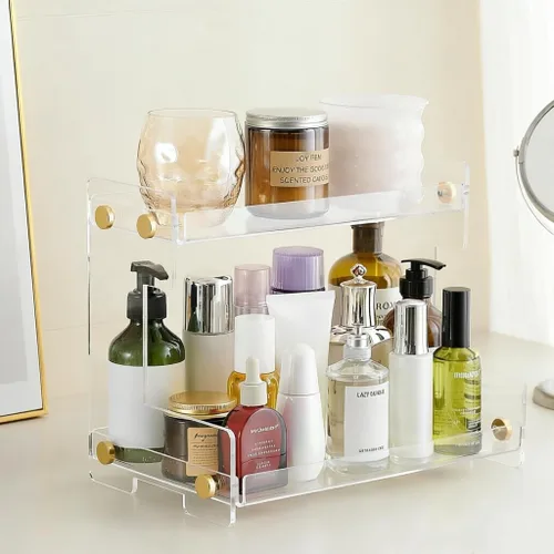 Vista 13 de FFK Organizador de Encimera de Baño, Organizador de Encimera de Baño de 2 Niveles, Estante de Especias de Cocina Organizador de Cosméticos, Estante