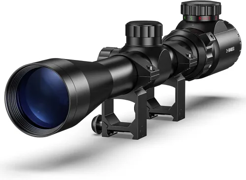 Vista 8 de CVLIFE Alcance del rifle 3-9x40, visor óptico iluminado rojo y verde, alcance del tubo de 1 pulgada para la caza con los soportes
