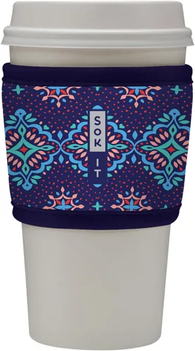 Vista 158 de Sok It HotSok Coffee & Tea - Funda de neopreno con aislamiento reutilizable (floral abstracto)