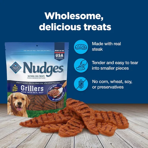 Vista 7 de Blue Buffalo Nudges Grillers - Golosinas naturales para perros, carne de res, 16 onzas, (paquete de 5)