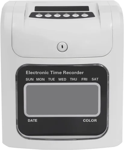 Vista 6 de Reloj de cálculo de tiempo, grabadora de tiempo electrónica, Punch Pak, máquina de entrada y salida para empleados, incluye 50 tarjetas de tiempo