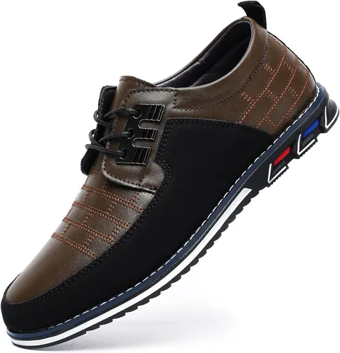Vista 6 de GSOHINO Zapatos casuales Oxford para hombre, mocasines de cuero con cordones, zapatos de vestir a la moda, transpirables, cómodos, para oficina