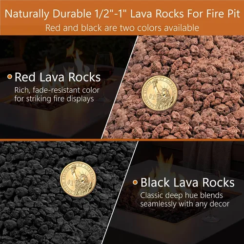 Vista 2 de NUPICK Rocas de lava negra de 10 libras para hoguera, roca volcánica de 1/2 Negro