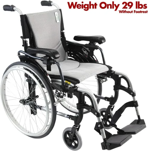 Vista 5 de Karman Healthcare S-305 Silla de ruedas ergonómica ultraligera de 29 libras con reposapiés extraíble y ruedas de liberación rápida, color rojo
