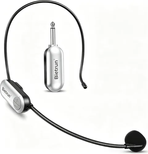 Vista 10 de Bietrun Auriculares inalámbricos con enchufe de 1/4 pulgadas, rango de 165 pies, micrófono inalámbrico UHF y micrófono de mano 2 en 1, para altavoz