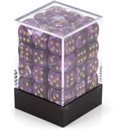 Vista 2 de DND - Juego de dados Chessex D&D de 0.472 in, juego de dados poliédricos de plástico vórtice morado y dorado, dados de mazmorras y dragones, incluye