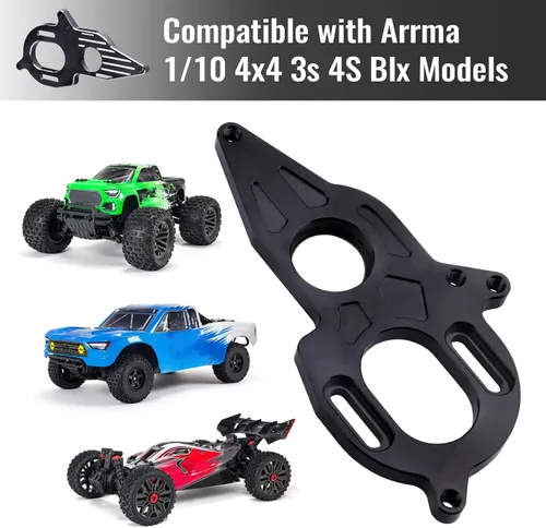 Vista 4 de Adaptador de placa de montaje de motor ajustable de aluminio para 1/10 Arrma Granite Mega Typhon Big Rock Senton 3S y Kraton Outcast 4S (negro)