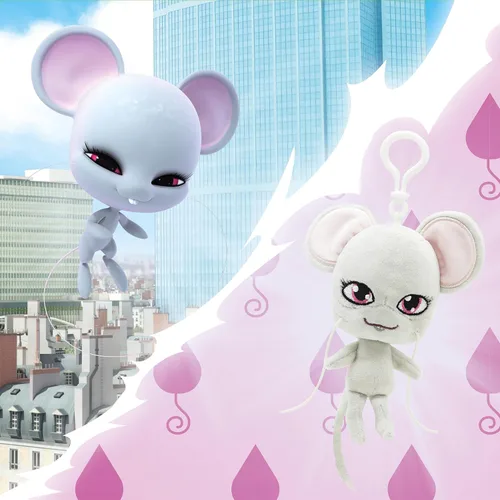 Vista 4 de Miraculous Ladybug Kwami - Llaveros de mochila Lifesize de 5 pulgadas, juguetes de clip de Mullo The Mouse - Accesorios portátiles de mariquita