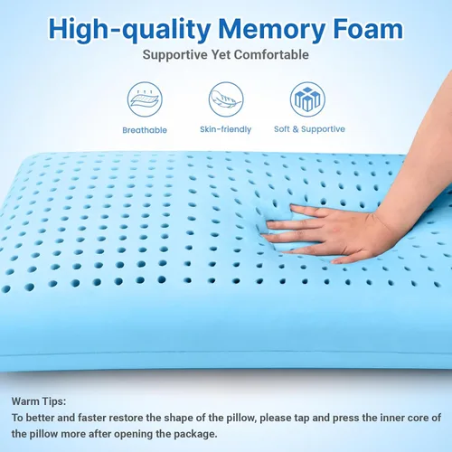 Vista 5 de Almohadas de espuma viscoelástica, almohada de cama para dormir de lado, espalda y boca abajo, almohada cervical para dormir con funda extraíble