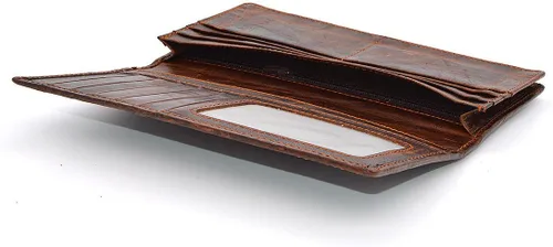 Vista 4 de Cartera marrón para hombre con tarjetero de crédito con patrón de dragón