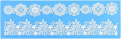 Vista 10 de Moldes de encaje en relieve, juego de 2 moldes de silicona con diseño de flores de varios círculos, decoración de pasteles de boda, molde de A-Rosa