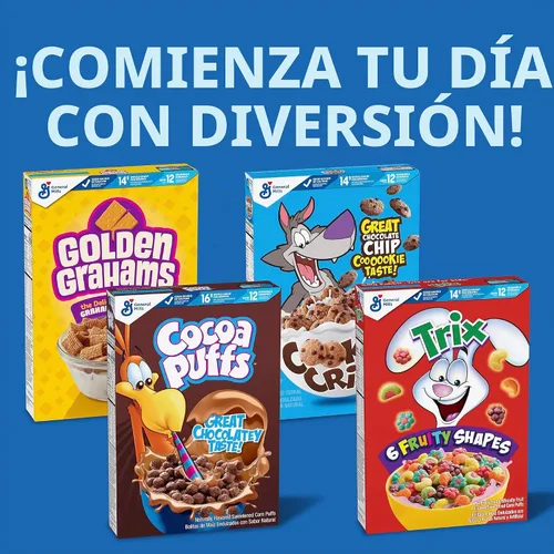 Vista 10 de Golden Grahams Cereal de desayuno, grano entero, 11.7 oz Graham Cracker Taste, 0.45 oz de grano entero por porción, 12 vitaminas por porción, ideal