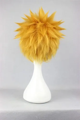 Vista 4 de COSPLAZA Peluca de color amarillo con los pelos en punta para cosplay de anime